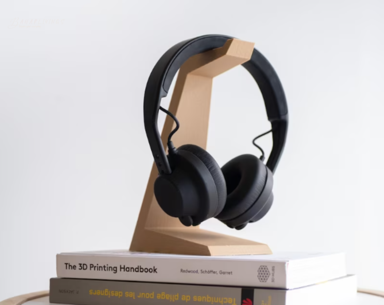 Useful gift idea for teens: Stylish wooden holder for headphones, ideal for keeping their desk organized.