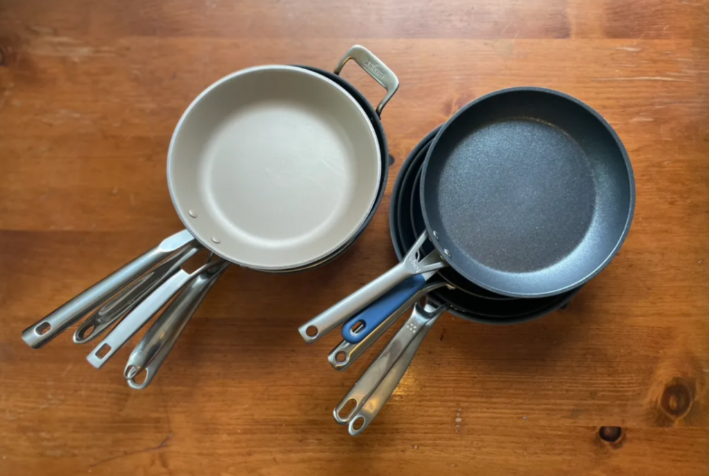 Signs of wear on a nonstick skillet - time to invest in a new one.