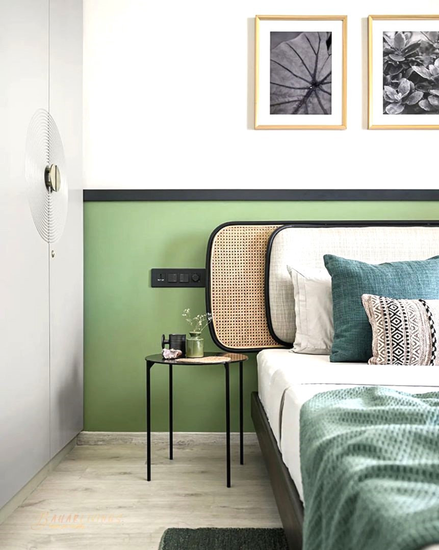 White and green bedroom