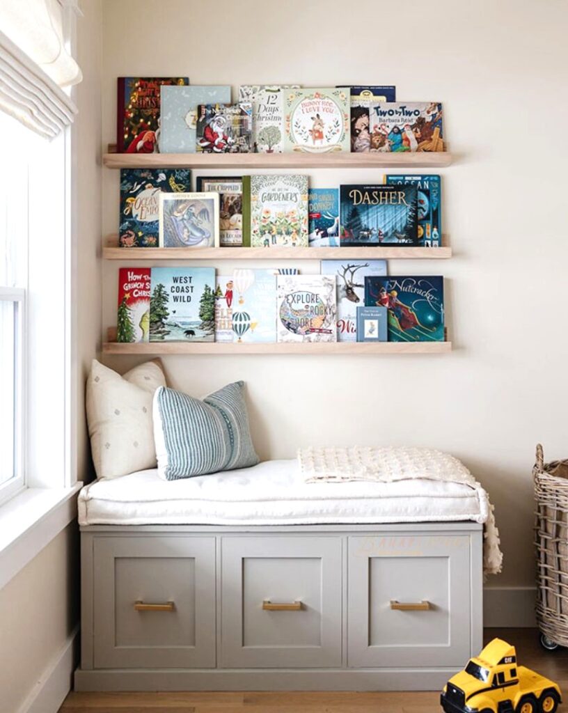 Cozy bright corner reading nook