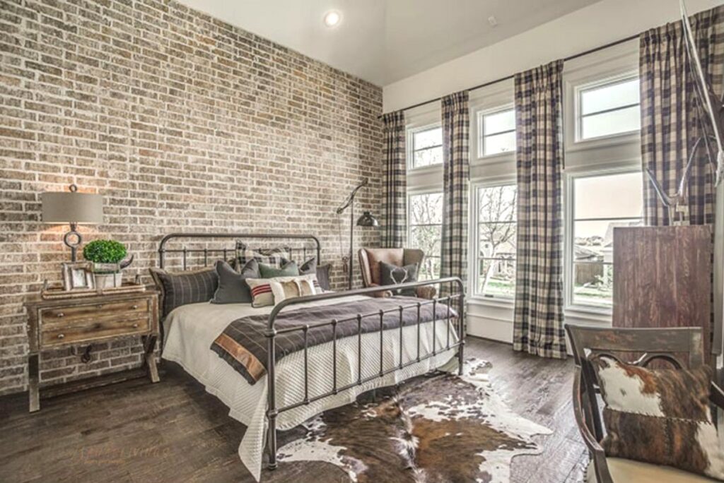 Modern Master Bedroom Style with Exposed Brick Wall