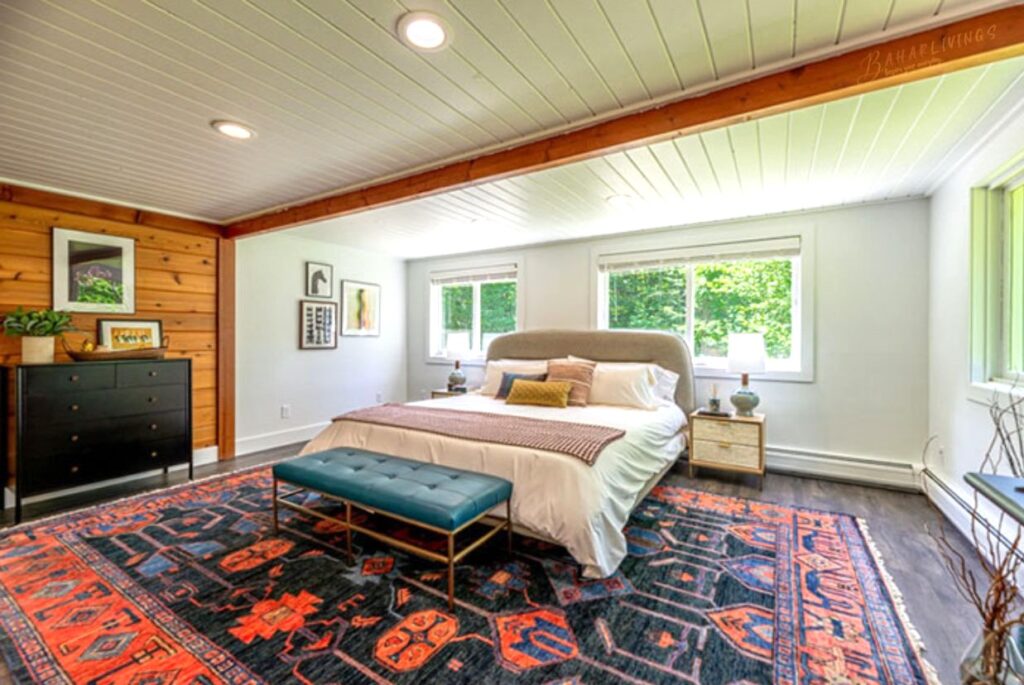 Spacious and colorful master bedroom