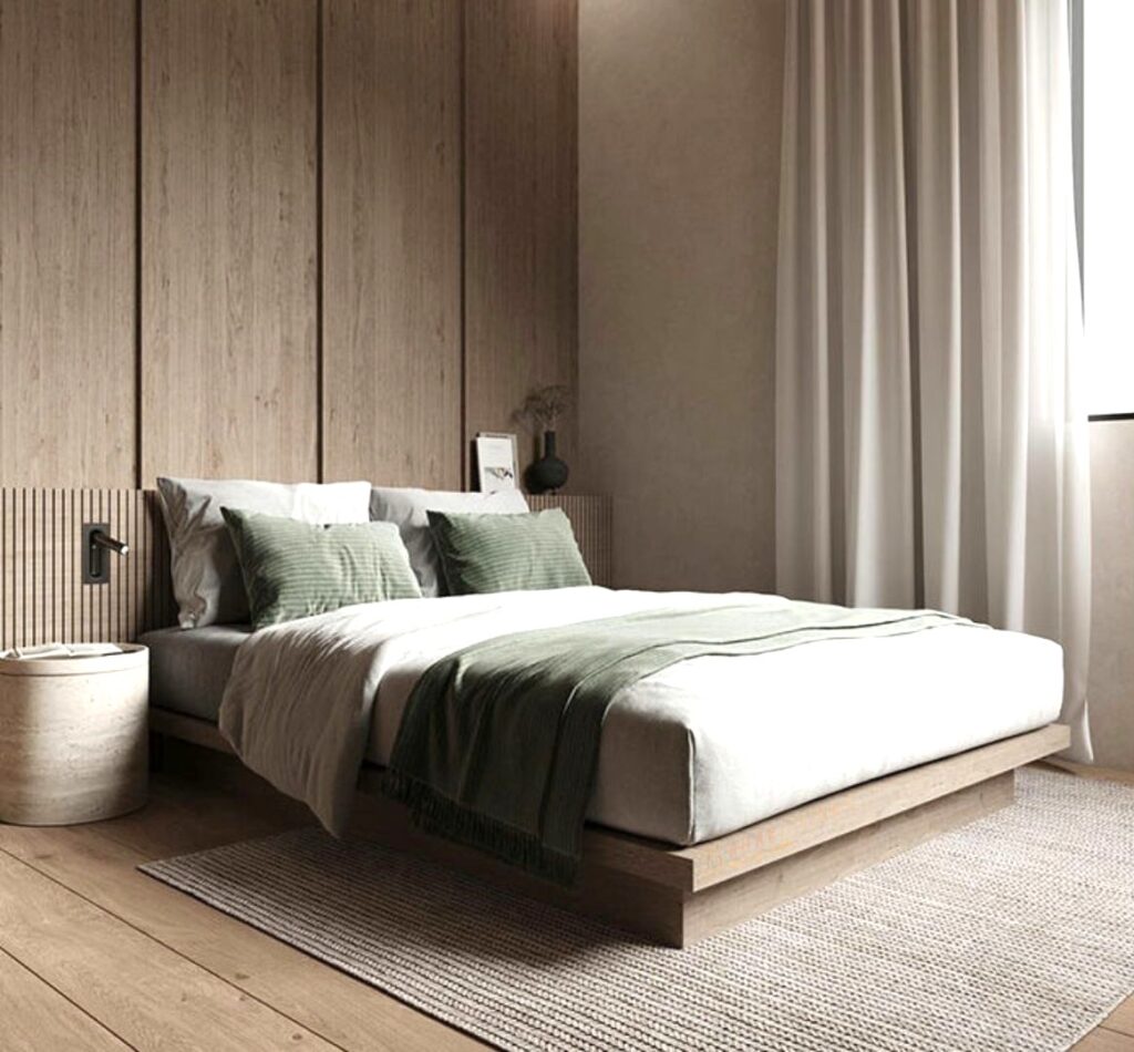 Minimalist wooden textures master bedroom