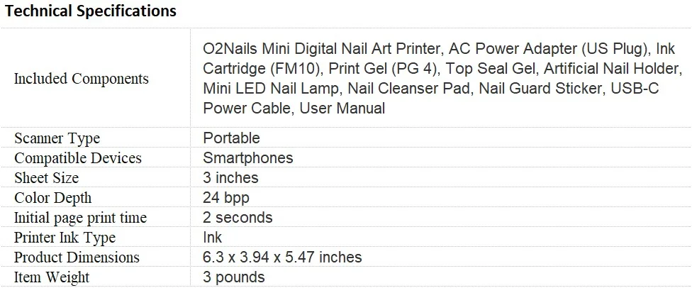 Details of Portable Nail Art Printer